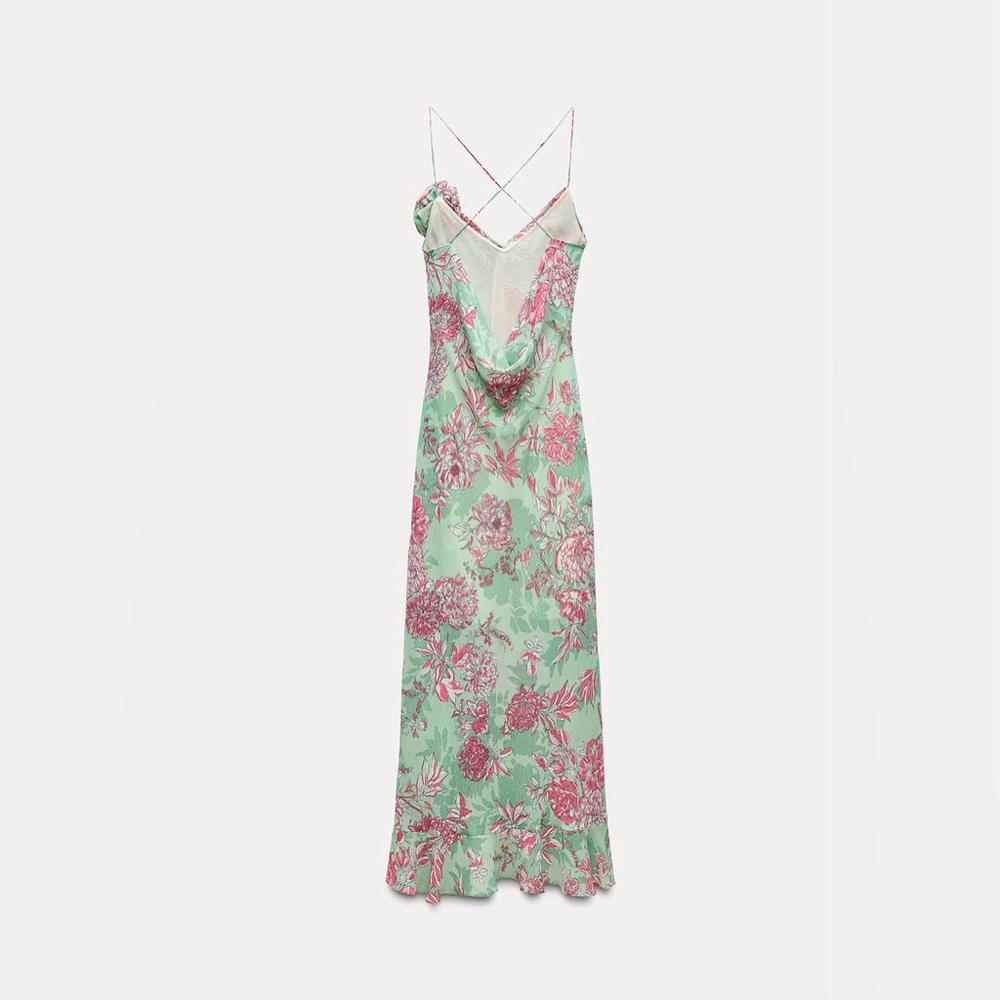 Zara Floral Print Slip Dress S - Picture 7 of 9